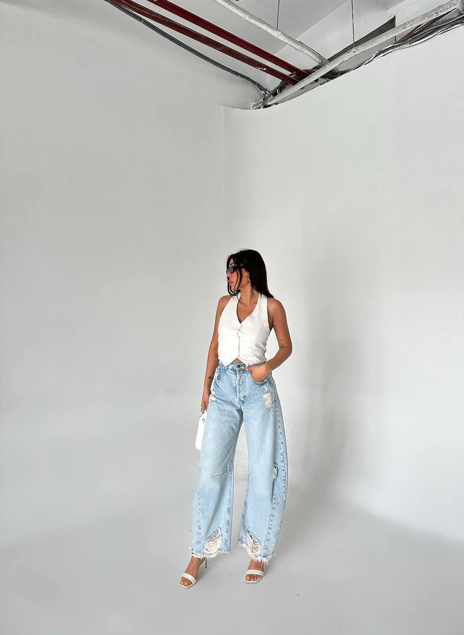 HIGH RISE BARREL FIT JEANS