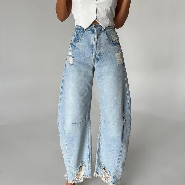 HIGH RISE BARREL FIT JEANS